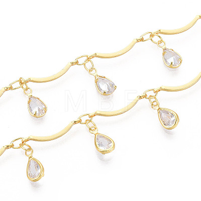 Brass Glass Scalloped Bar Chains CHC-T018-07G-1
