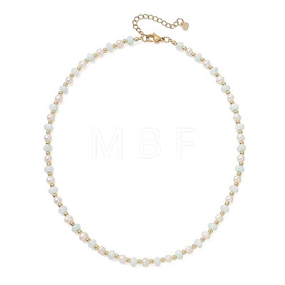 Natural Pearl and Shell Rondelle Beaded Necklaces NJEW-JN05852-1