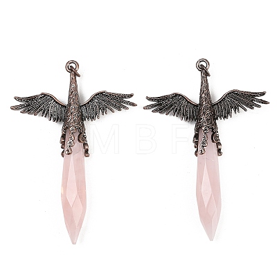 Natural Rose Quartz Faceted Pointed Bullet Shaped Big Pendants G-T145-01R-01-1