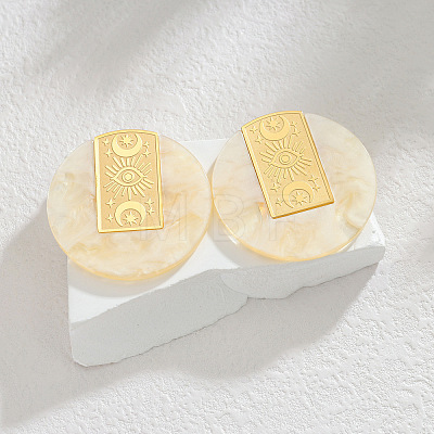 304 Stainless Steel & Acrylic Stud Earrings for Women WG88284-01-1