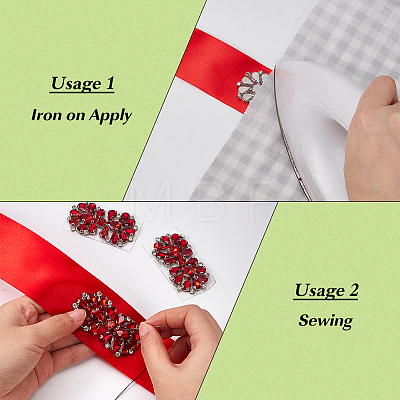 4Pcs Flower Alloy & Glass Rhinestone Applques DIY-MA0007-20B-1