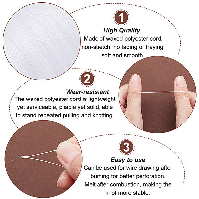 Olycraft Round Waxed Polyester Thread String YC-OC0001-07A-02-1