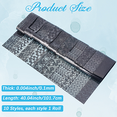10 Rolls PET Lace Flower Nail Foils Floral Transfer Paper STIC-SP0001-18-1