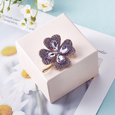 Cubic Zirconia Clover Brooch Pin JBR105D-1