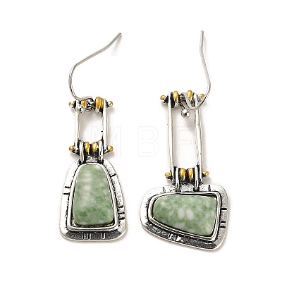 Trapezoid Synthetic Turquoise Dangle Earrings EJEW-G370-01AS-1