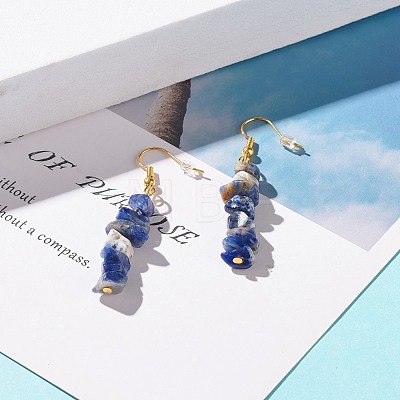 Natural Sodalite Chip Beaded Dangle Earrings EJEW-JE04788-13-1