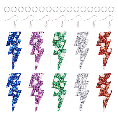 DIY Imitation Leather Lightning Bolt Dangle Earring Making Kits DIY-TA0010-70A-1