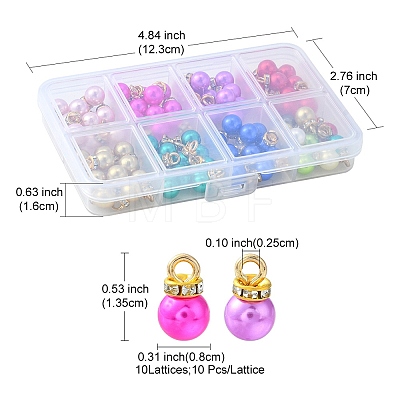 80Pcs 8 Colors ABS Plastic Charms KY-YW0001-29-1