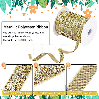 Metallic Polyester Ribbon OCOR-WH0065-13B-1