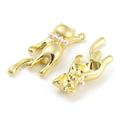 Alloy Connector Charms with ABS Plastic Imitation Pearl FIND-G062-08G-1