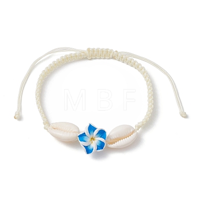 Natural Shell & Polymer Clay 3D Flower Link Bracelet BJEW-JB09815-1