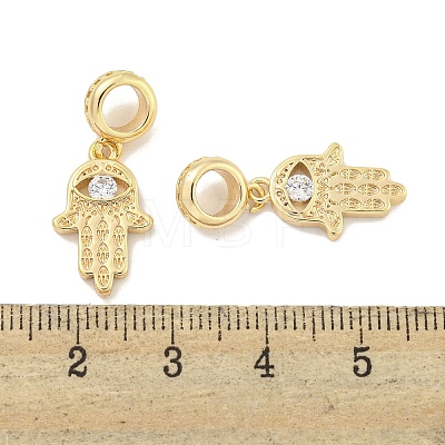 Brass Pave Clear Cubic Zirconia European Dangle Charms KK-S386-34G-1