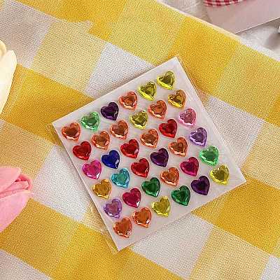 Cartoon 3D Heart PVC Rhinestone Stickers PW-WG54695-07-1