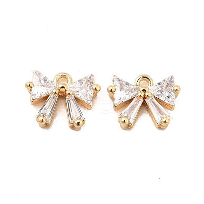 Brass Clear Cubic Zirconia Charms ZIRC-P104-03G-1