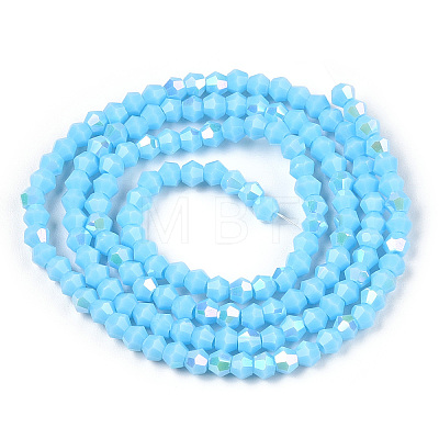 Opaque Solid Color Electroplate Glass Beads Strands EGLA-A039-P2mm-L12-1