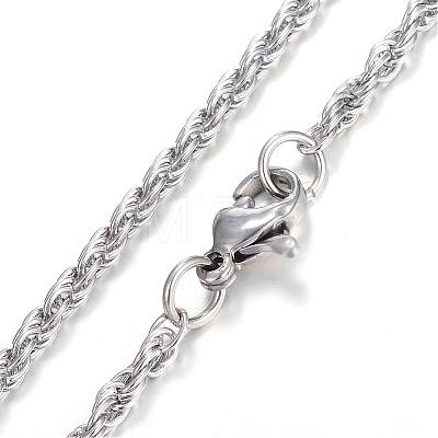 304 Stainless Steel Rope Chain Bracelets BJEW-K002-08-1