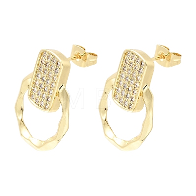 Brass Micro Pave Cubic Zirconia Stud Earrings KK-CBA5B62-03B-G-1