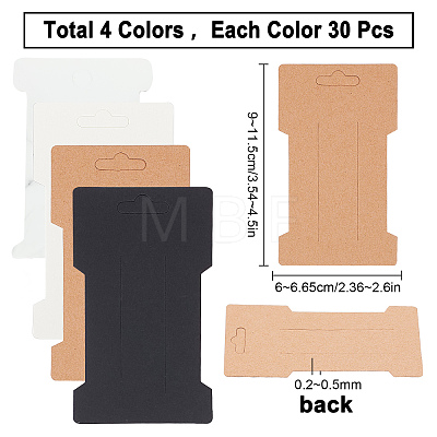 120Pcs 4 Colors Cardboard Paper Hair Clip Display Cards CDIS-SC0001-04-1