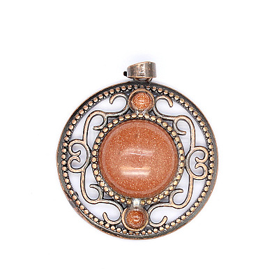 Retro Hollow Natural Goldstone Pendants PW-WG205B0-10-1