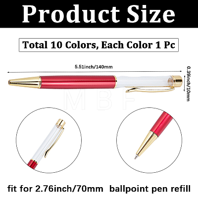 10Pcs 10 Colors Creative Empty Tube Ballpoint Pens AJEW-GF0014-31A-1