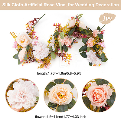 Silk Cloth Artificial Rose Vine AJEW-WH0348-64A-1
