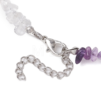 Natural Rose Quartz & Quartz Crystal & Amethyst Chip Beaded Necklaces NJEW-JN05099-04-1