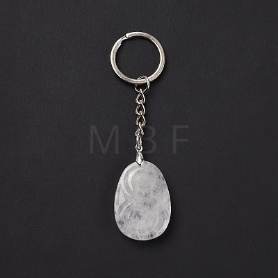 Natural Quartz Crystal Teardrop with Spiral Pendant Keychain KEYC-A031-02P-06-1