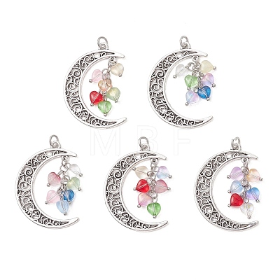 5Pcs Alloy Glass Pendants PALLOY-JF05201-1