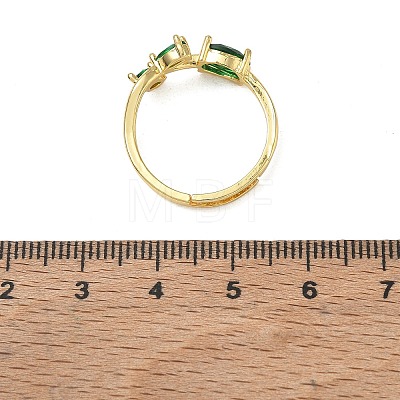 Flower Brass Glass Adjustable Finger Rings GL-CBA18A7-01G-02-1
