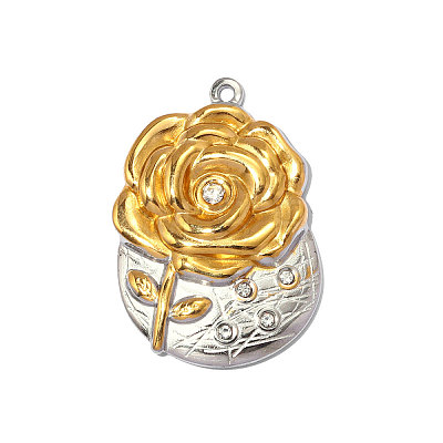 304 Stainless Steel Rhinestone Pendants STAS-OY013-44G-1