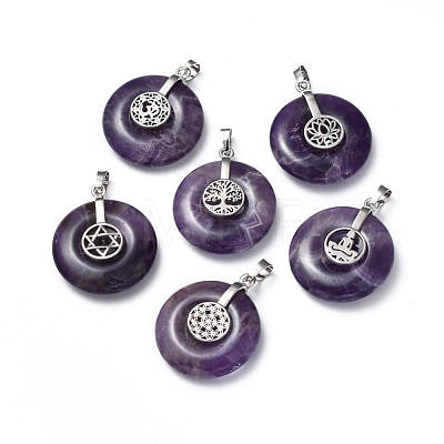 Natural Amethyst Pendants G-F640-G08-1