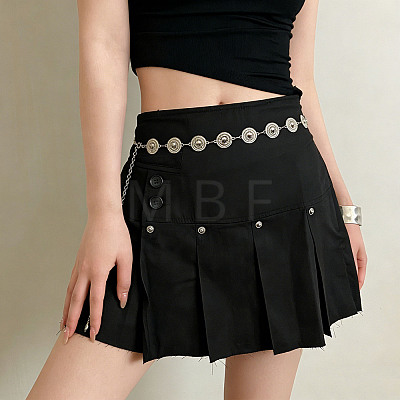 Boho Vintage Alloy Embossed Disc Link Waist Chains for Women WGCA4B9-02-1