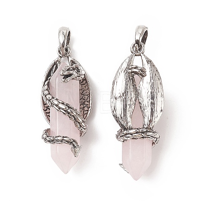 Natural Rose Quartz Pointed Pendants G-C051-01B-1