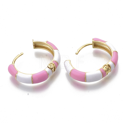 Brass Huggie Hoop Earrings EJEW-S209-08-1