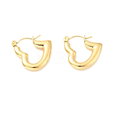 Ion Plating(IP) 304 Stainless Steel Heart Hoop Earrings for Women EJEW-A076-05G-1