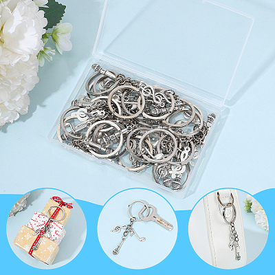 20Pcs Alloy Microphone & Musical Note Keychains KEYC-SC00045-1