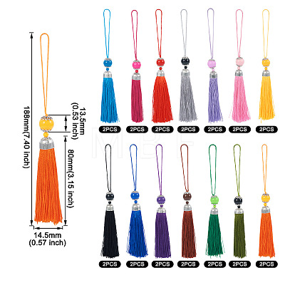  28Pcs 14 Colors Polyester Tassel Big Pendants Decorations HJEW-TA0001-07-1