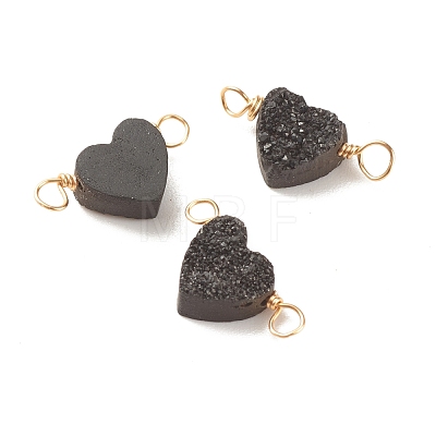 Natural Druzy Agate Connector Charms PALLOY-JF01363-1