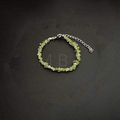 Natural Peridot Chip Beaded Bracelets for Women IW6789-8-1