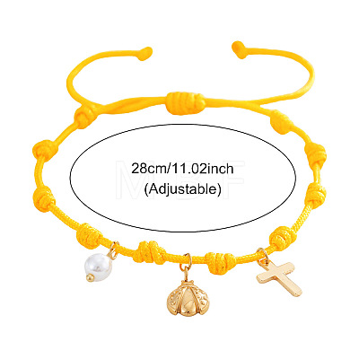 Brass & Imitation Pearl Charm Bracelets DP7998-8-1
