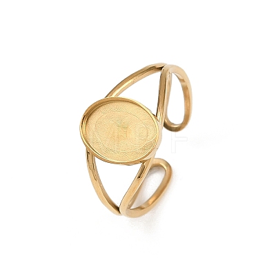 Real 18K Gold Plated 304 Stainless Steel Cuff Ring Components STAS-A191-12B-G-1