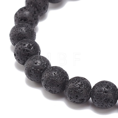 Natural Lava Rock & Synthetic Hematite & Acrylic Beaded Stretch Bracelet BJEW-JB08553-1