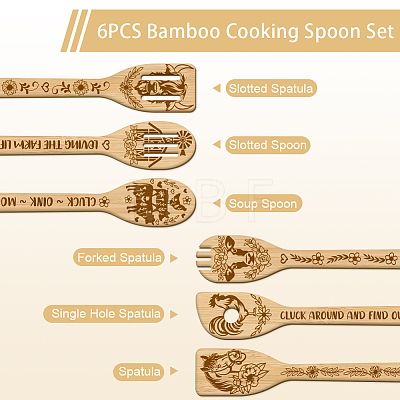 6Pcs Bamboo Spoons & Knifes & Forks AJEW-WH0411-022-1