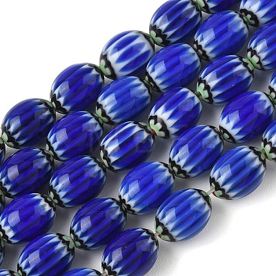 Handmade Millefiori Glass Oval Bead Strands LK-Z001-01A-02-1