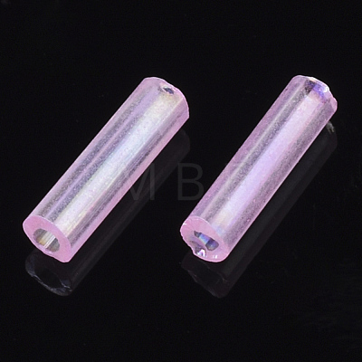 Transparent Colours Rainbow Glass Bugle Beads TSDB6MM01-1