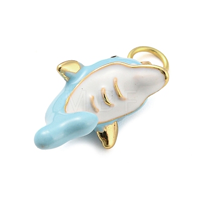 Dolphin Rack Plating Brass Enamel Pendants X-KK-Q804-09G-1