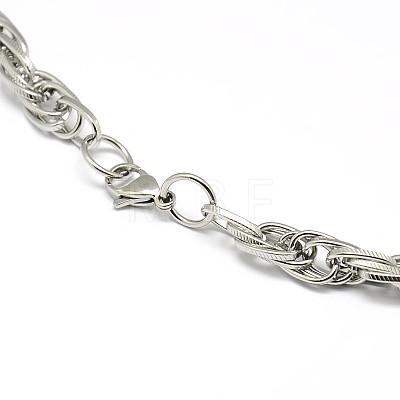 Fashionable 304 Stainless Steel Rope Chain Necklaces for Men STAS-A028-N048P-S-1