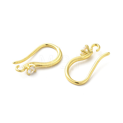Brass Micro Pave Clear Cubic Zirconia Earring Hooks ZIRC-R112-06G-1