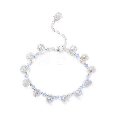 Imitation Austrian Crystal Glass Teardrop Beaded Bracelet BJEW-TA00171-01-1