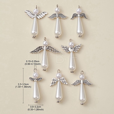 16Pcs 2 style Acrylic Imitation Pearl & Alloy Charms FIND-YW0003-99-1